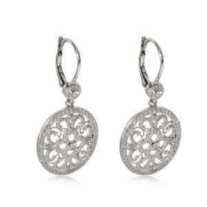 Penny Preville Diamond Oval Lace Earrings in 18KT White Gold 0.86 CTW
